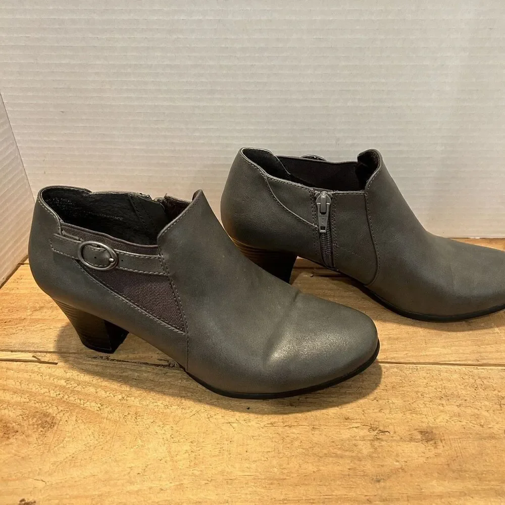 CROFT & BARROW Ortholite Slip On Casual Ankle Booties Boots Heels Gray Size 7.5M